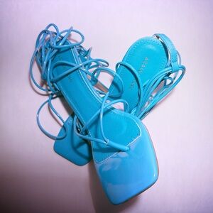 Azalea Wang Blue Lace-Up Heels